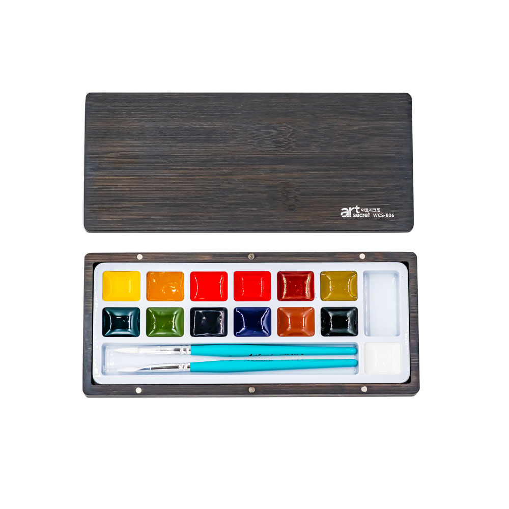 Watercolor Paint Set Solid Pigment - ArtSecret 13-Set mit festem Aquarell-Palette, Holzkiste