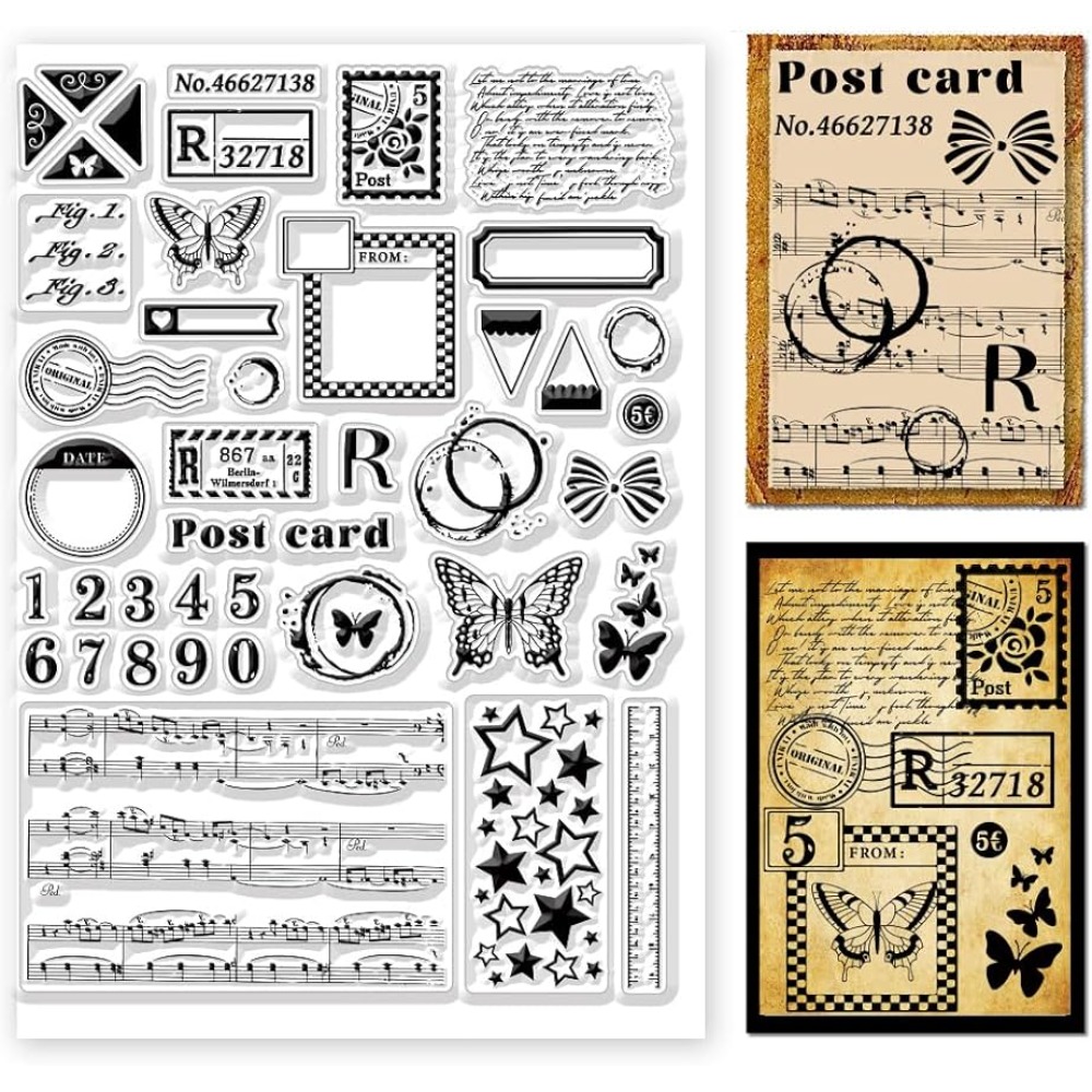 Clear Silicone Stamps For Card Making - Porto klare Briefmarken Vielfalt Muster Vintage