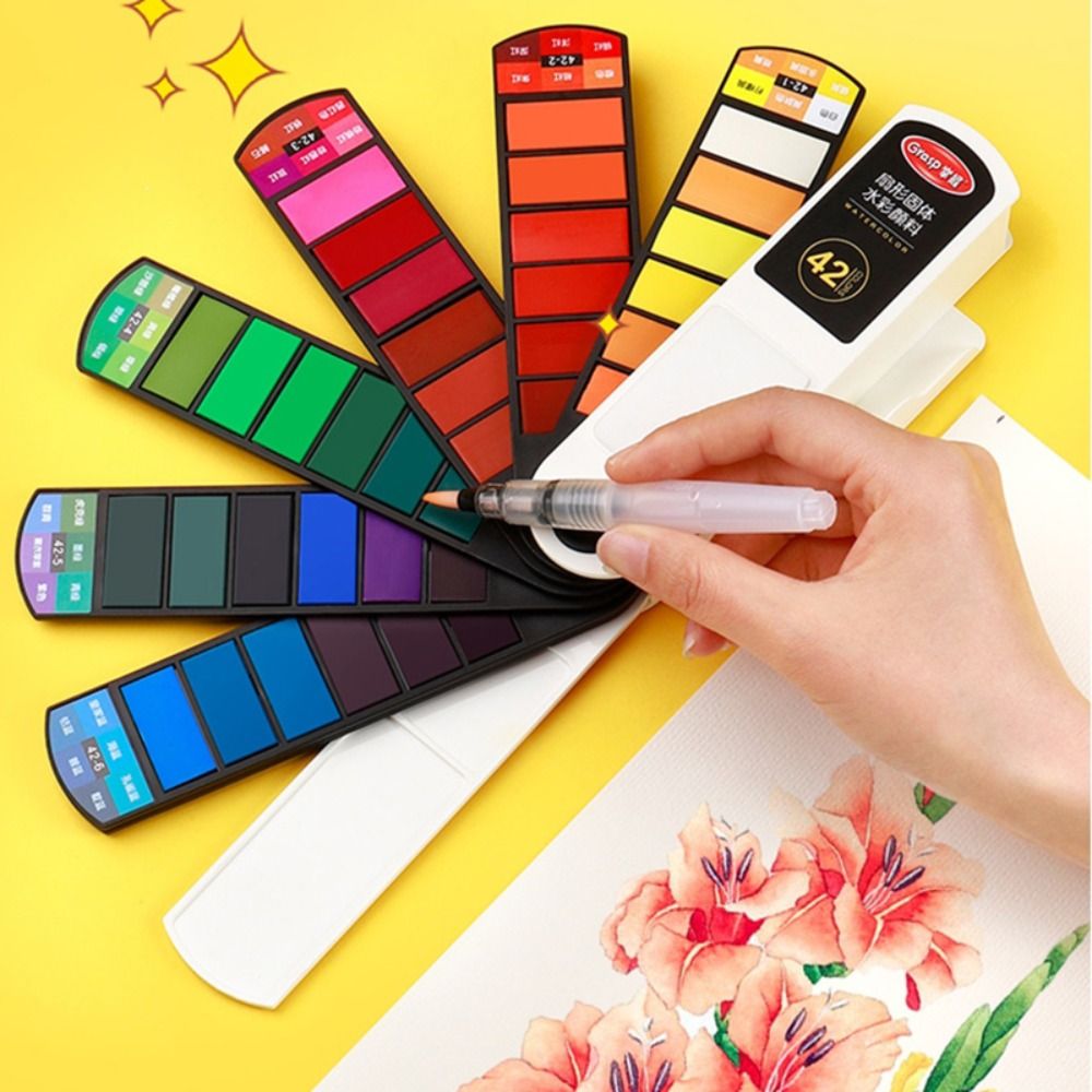 Watercolor Paint Set Solid Pigment - Tragbares Faltbares Aquarellfarben-Set 18/24/36/42 Farben mit