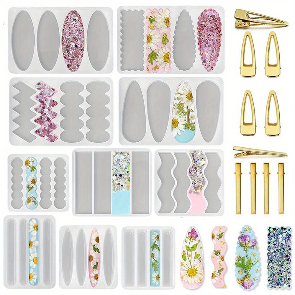 Silicone Epoxy Resin Molds Set - Ein Set aus 10 tiefen Haarnadel-Silikonformen,