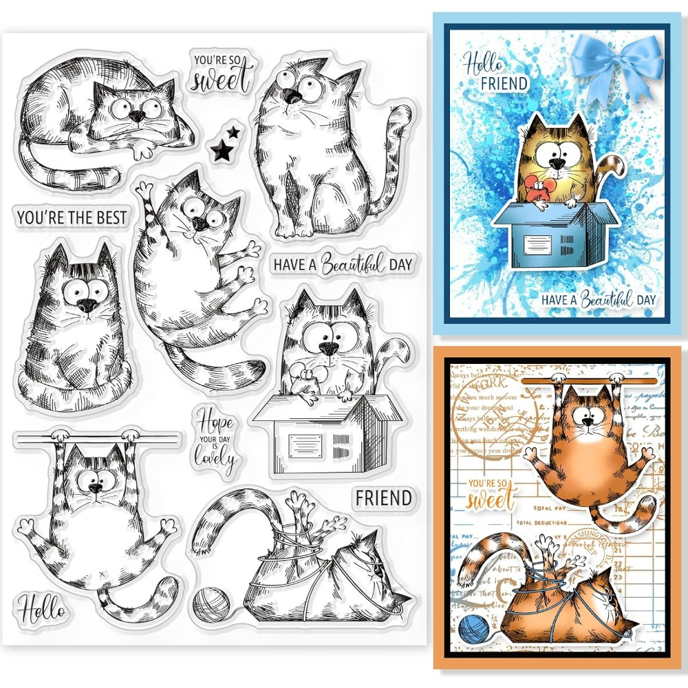 Clear Silicone Stamps For Card Making - 8,3 x 5,8 Zoll transparente Katzenstempel,