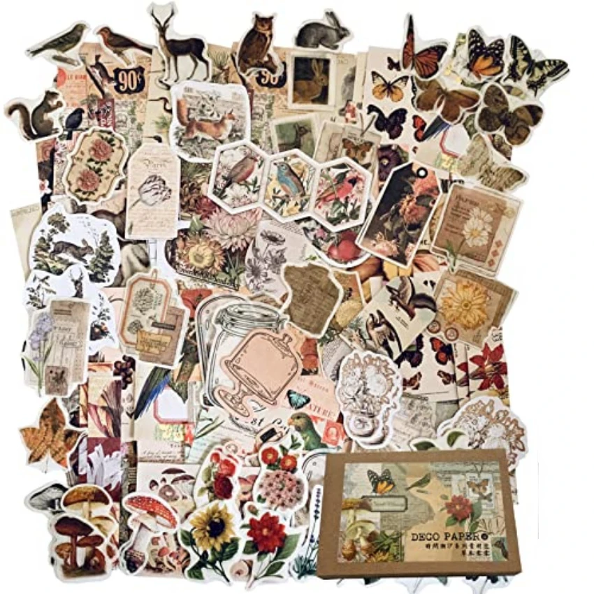 Vintage Junk Journal Scrapbooking Paper - Vintage-Aufkleber für ästhetisches Journaling – 200