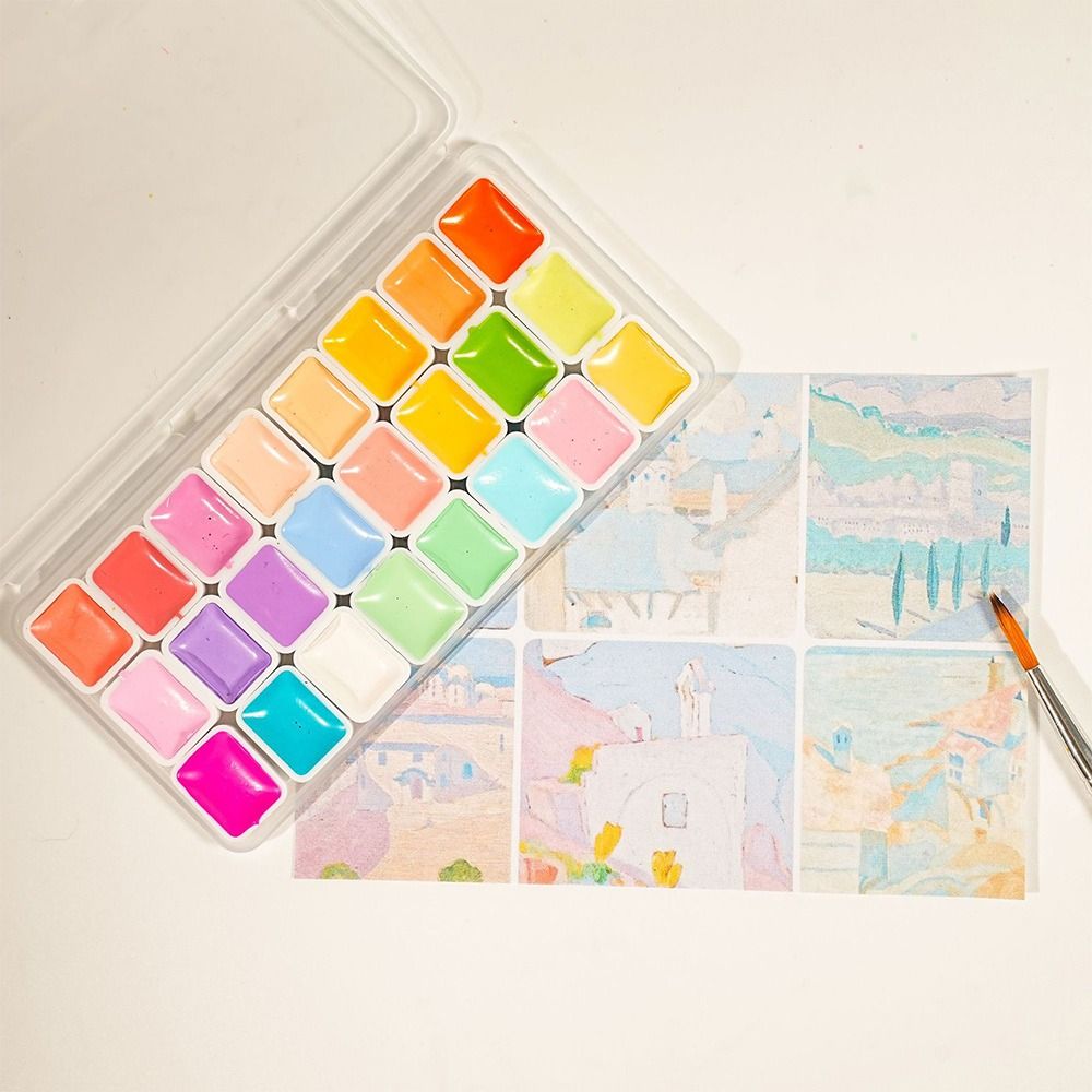 Watercolor Paint Set Solid Pigment - 24 Farben Aquarellfarben-Set, Kunststoff, je 1