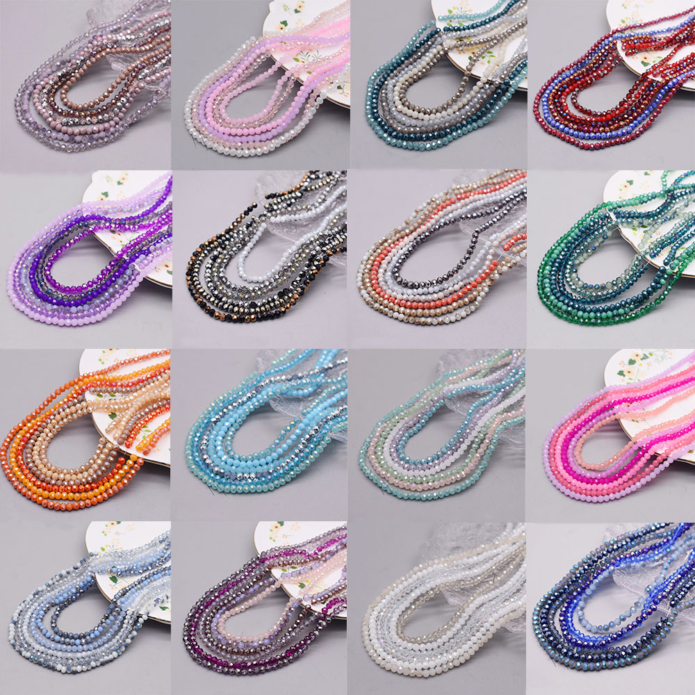 Glass Seed Beads 2Mm Jewelry Making - Farbschema, 6 Stränge/Beutel, 4 mm Rondelle-Kristallglasperlen,