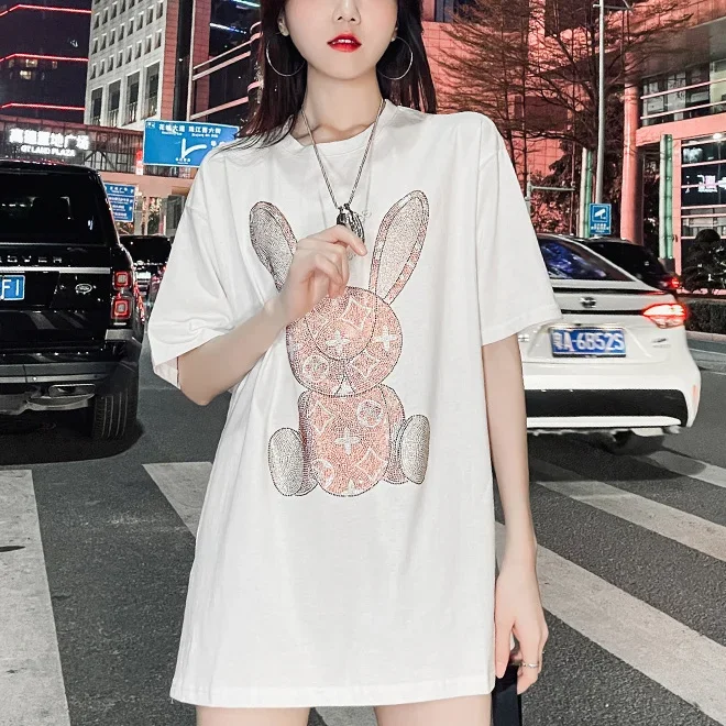 Embroidery - Damen Sommer Casual T-Shirt: Kurzarm-Shirt mit