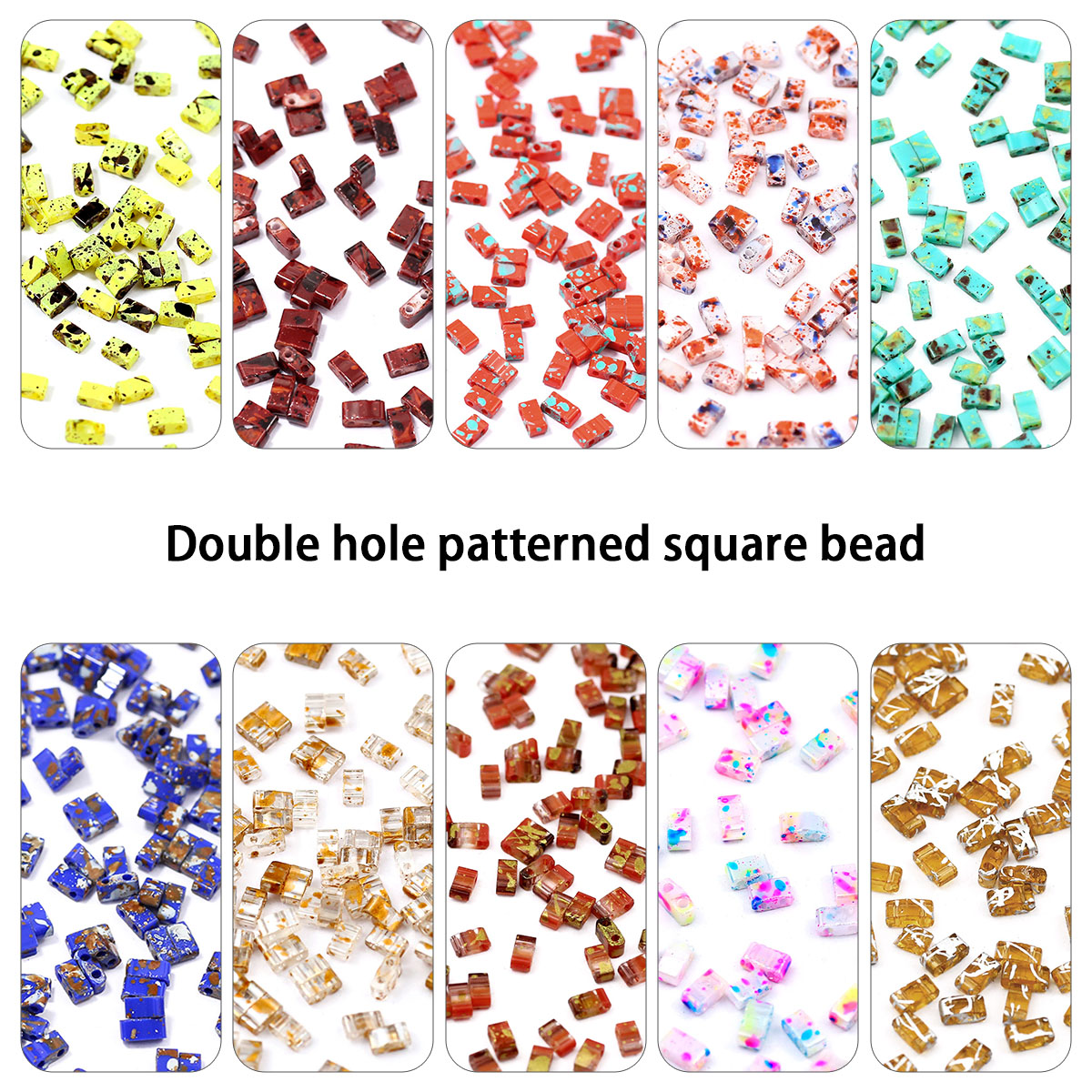 Glass Seed Beads 2Mm Jewelry Making - 5×2mm Picasso Farbe Doppel Löcher Glas