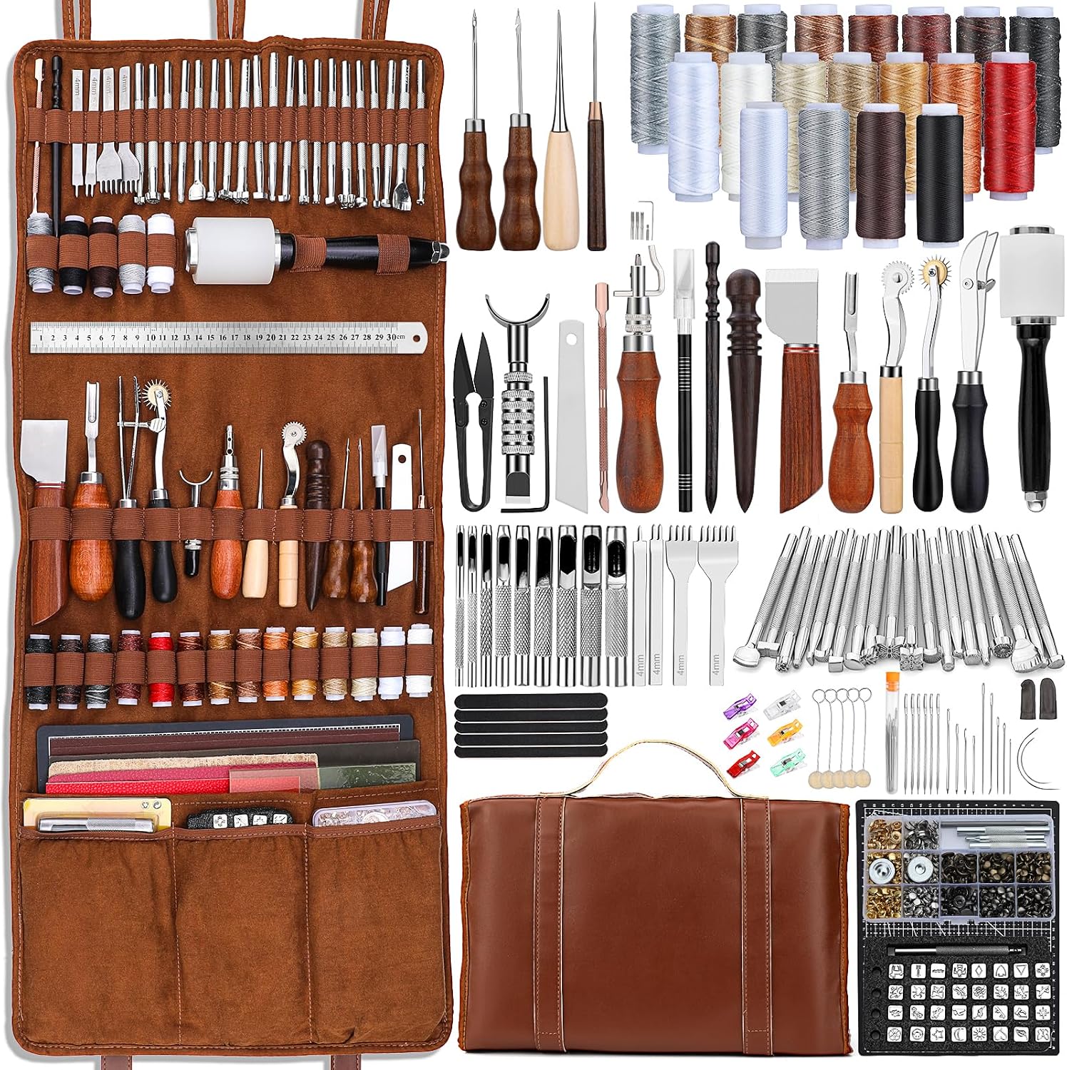Craft Tools - Lederbearbeitungs-Set mit Werkzeugen für Lederhandwerk, Schneidematten,