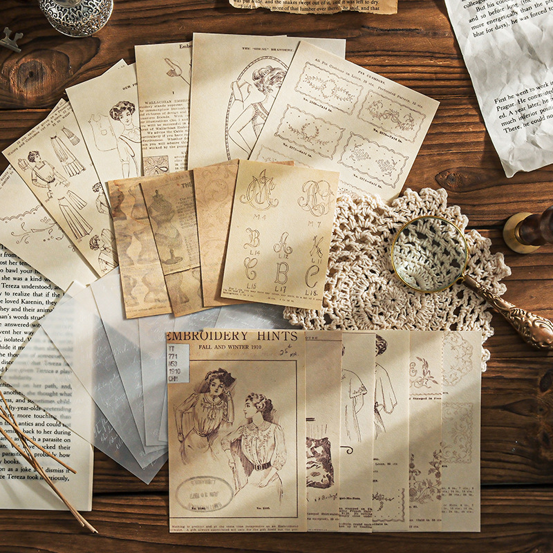 Vintage Junk Journal Scrapbooking Paper - Vintage Scrapbooking Bastelpapier-Set Retro Sortierte Muster