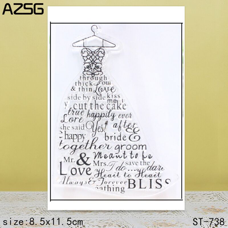 Clear Silicone Stamps For Card Making - AZSG Hochzeitskleid Klare Stempel/Siegel für DIY