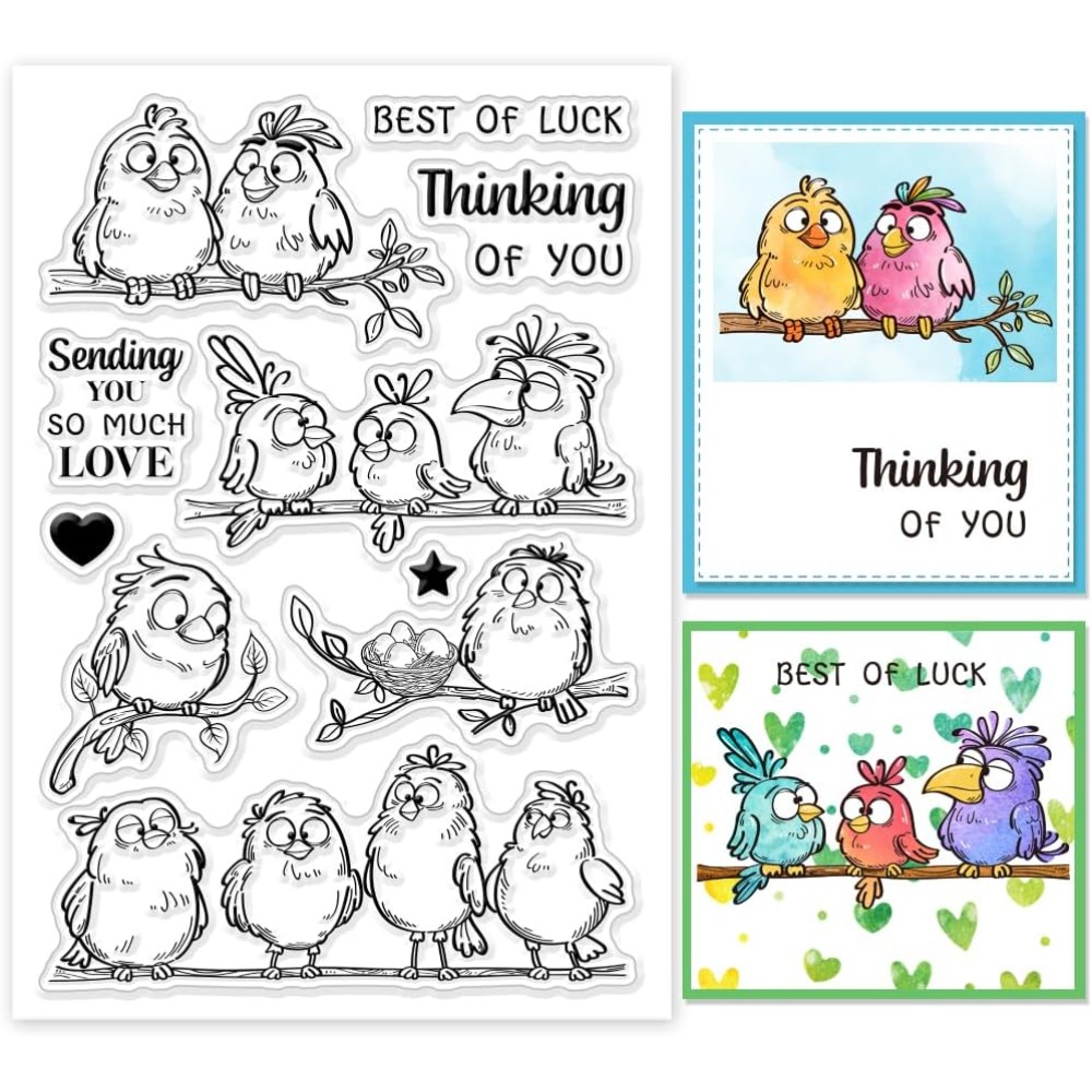 Clear Silicone Stamps For Card Making - Lustige Vögel Zweige Klare Stempel Cartoon