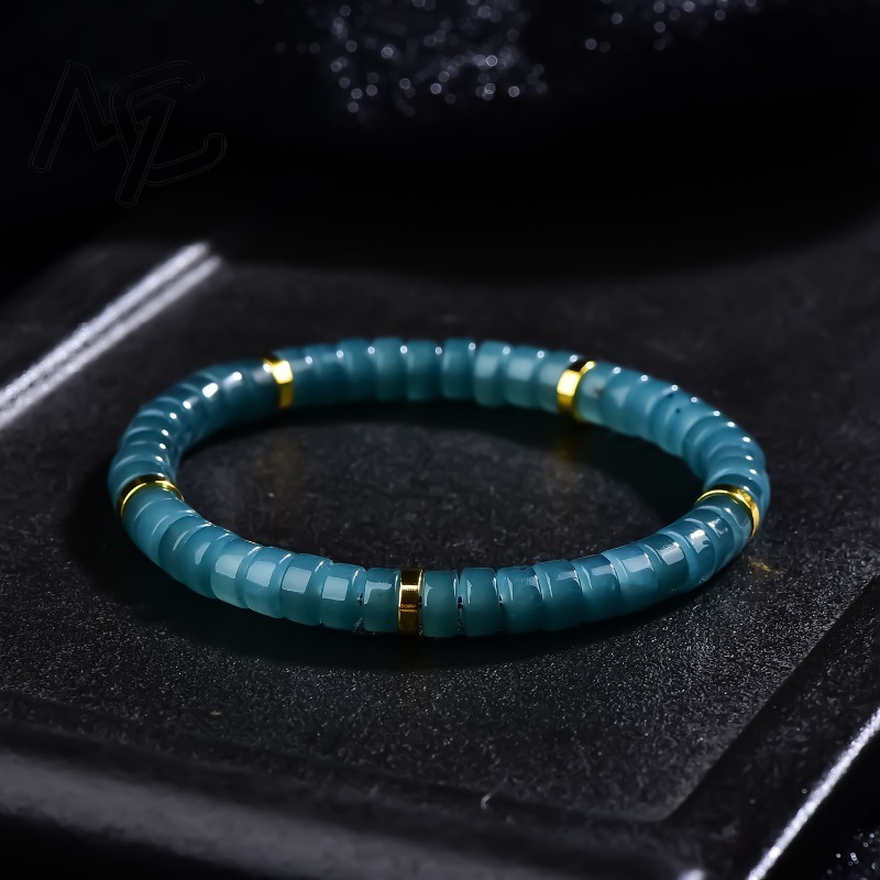 Beading - Natürliche Jadeit Blauwasser Abakus-Perlen Spacer-Armband Luxus-Qualitätsschmuck