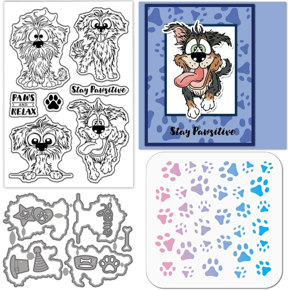 Clear Silicone Stamps For Card Making - Transparenter Silikonstempel mit Comic-Hund, Metall, Cartoon-Tiere,