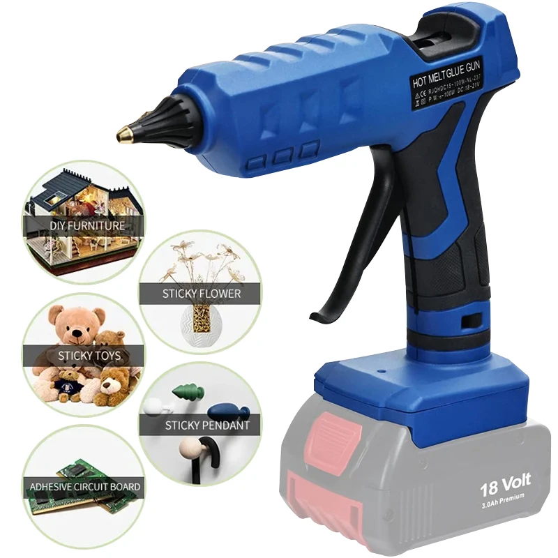 Hot Melt Glue Gun Cordless - Kabellose Heißklebepistole für Bosch 18V/20V Li-Ionen-Akku,