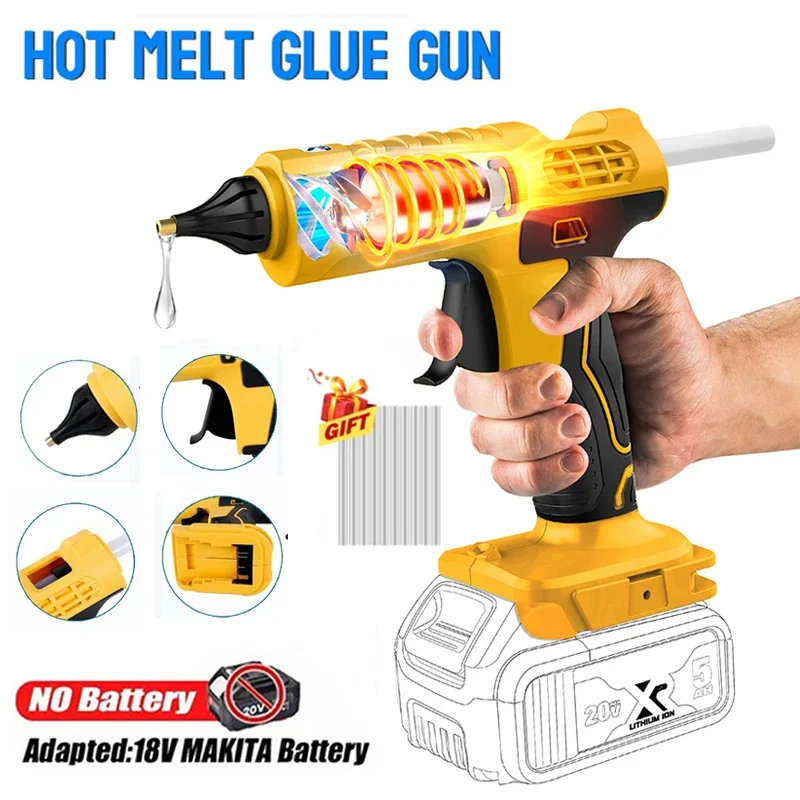 Hot Melt Glue Gun Cordless - Schnurlose elektrische Hand-Heißklebepistole, Reparatur-DIY-Werkzeug, Heißschmelzschweißen, Heißluftpistole,