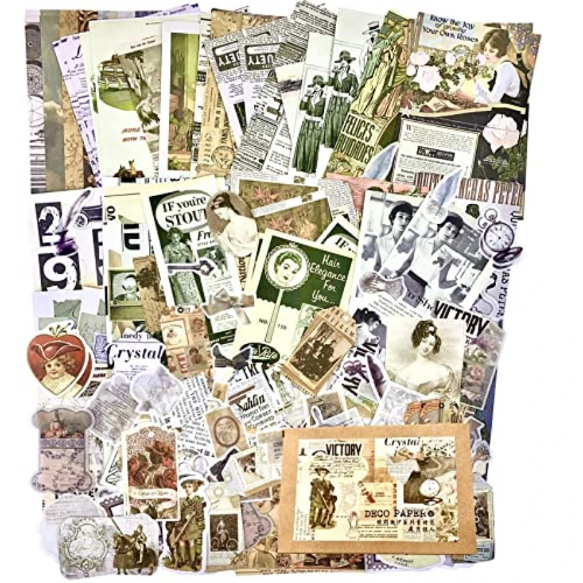Vintage-Aufkleber für ästhetis – Vintage Junk Journal Scrapbooking Paper Bewertung und Preis