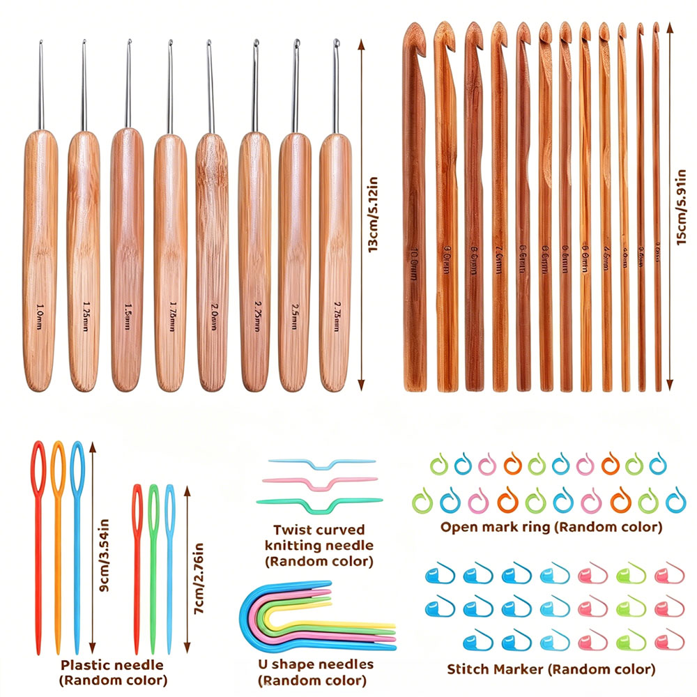 74-teiliges Bambus-Häkelnadel- – Craft Tools Bewertung und Preis