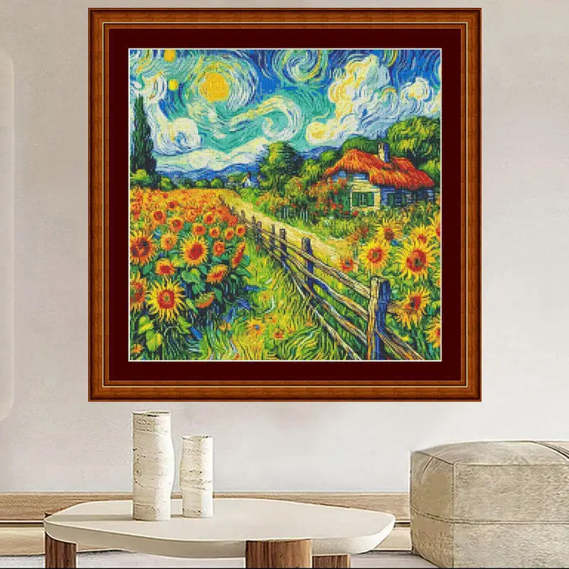 [[CC4656-Van Gogh Serie Sonnen – Cross Stitch Stamped Kits Beginners Bewertung und Preis