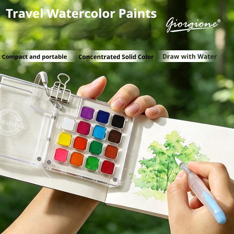 15 Farben Tragbares Reise-Aqua – Watercolor Paint Set Solid Pigment Bewertung und Preis